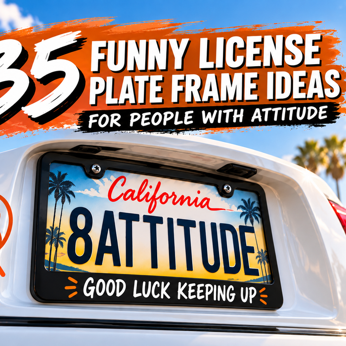 35 Funny License Plate Frame Ideas for People With Attitude