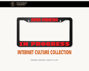 Aura Farming license plate frame with bold internet culture design