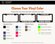 It’s a Fishing Thing You Wouldn’t Understand license plate frame showing available vinyl decal color options.
